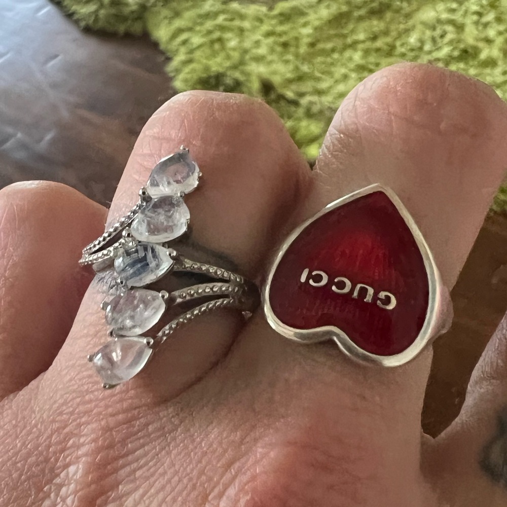 Sterling silver gorgeous multi stone moon stone ring